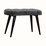 Femia Velvet Bench - Stone Grey/Walnut