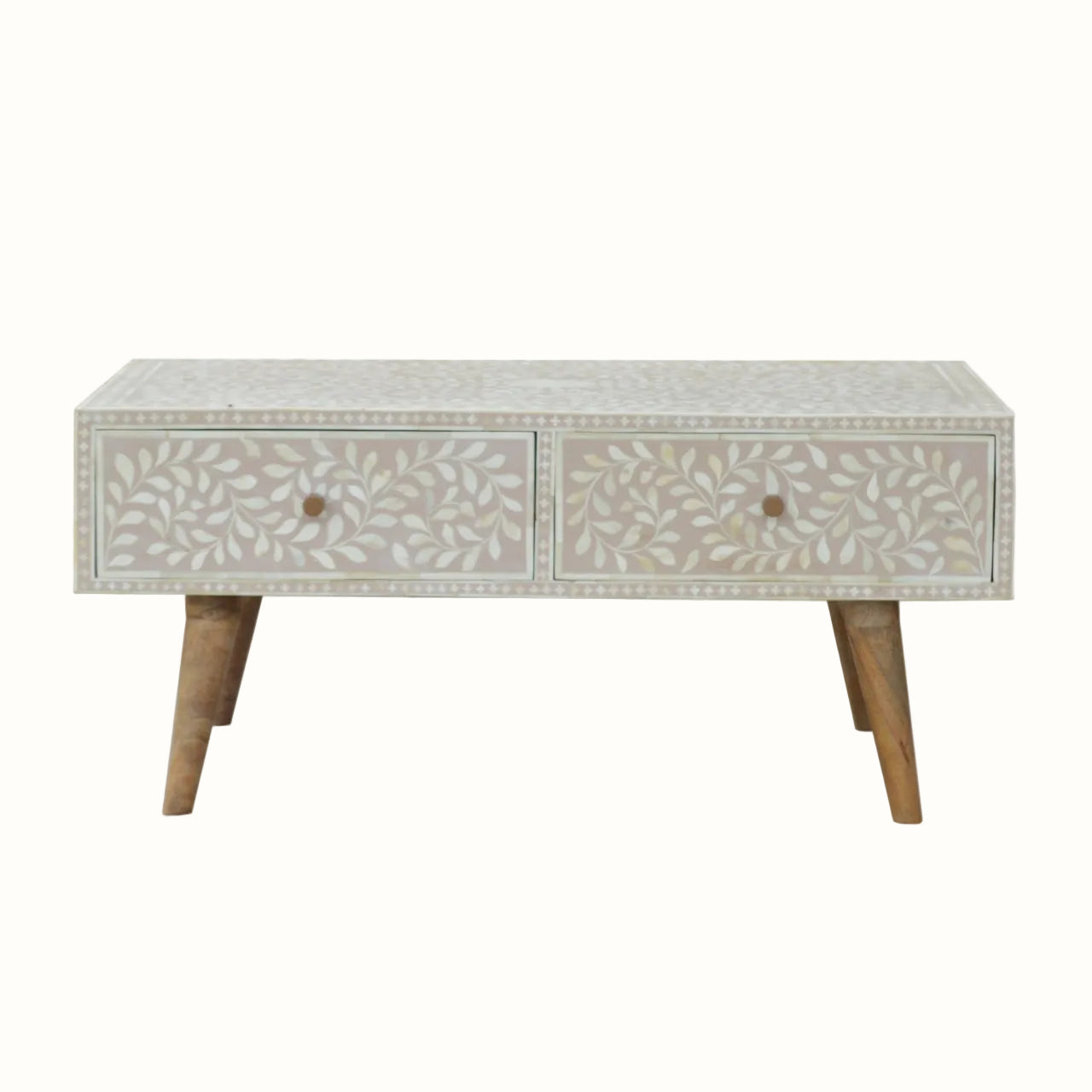 Marlo Taupe Floral Bone Coffee Table