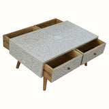 Marlo Taupe Floral Bone Coffee Table