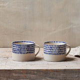 Indigo Drop Mug - Cream & Indigo - Large (Set of 2)