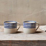 Indigo Drop Mug - Cream & Indigo - Small (Set of 2)