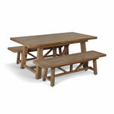 Chilford Solid Table & Bench Set - Acacia Wood, Natural, Small Dining Tables Garden Trading