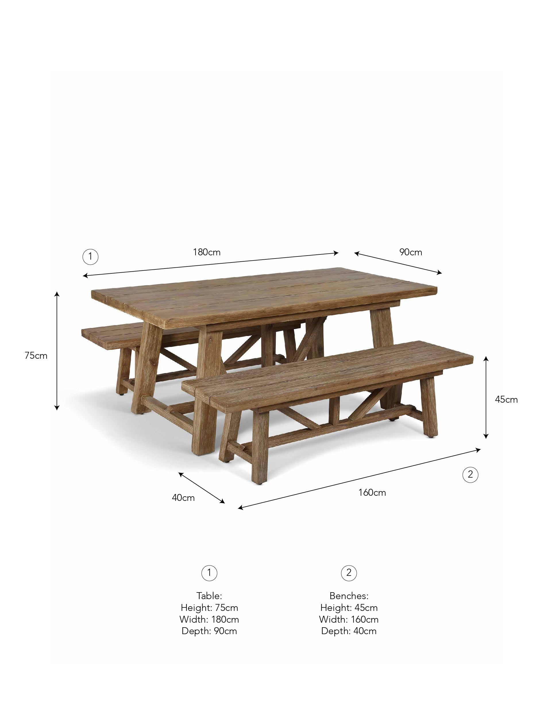Chilford Solid Table & Bench Set - Acacia Wood, Natural, Small Dining Tables Garden Trading