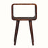 A small chestnut-colored Hamade bedside table with four Nordic-style legs and an open slot compartment.