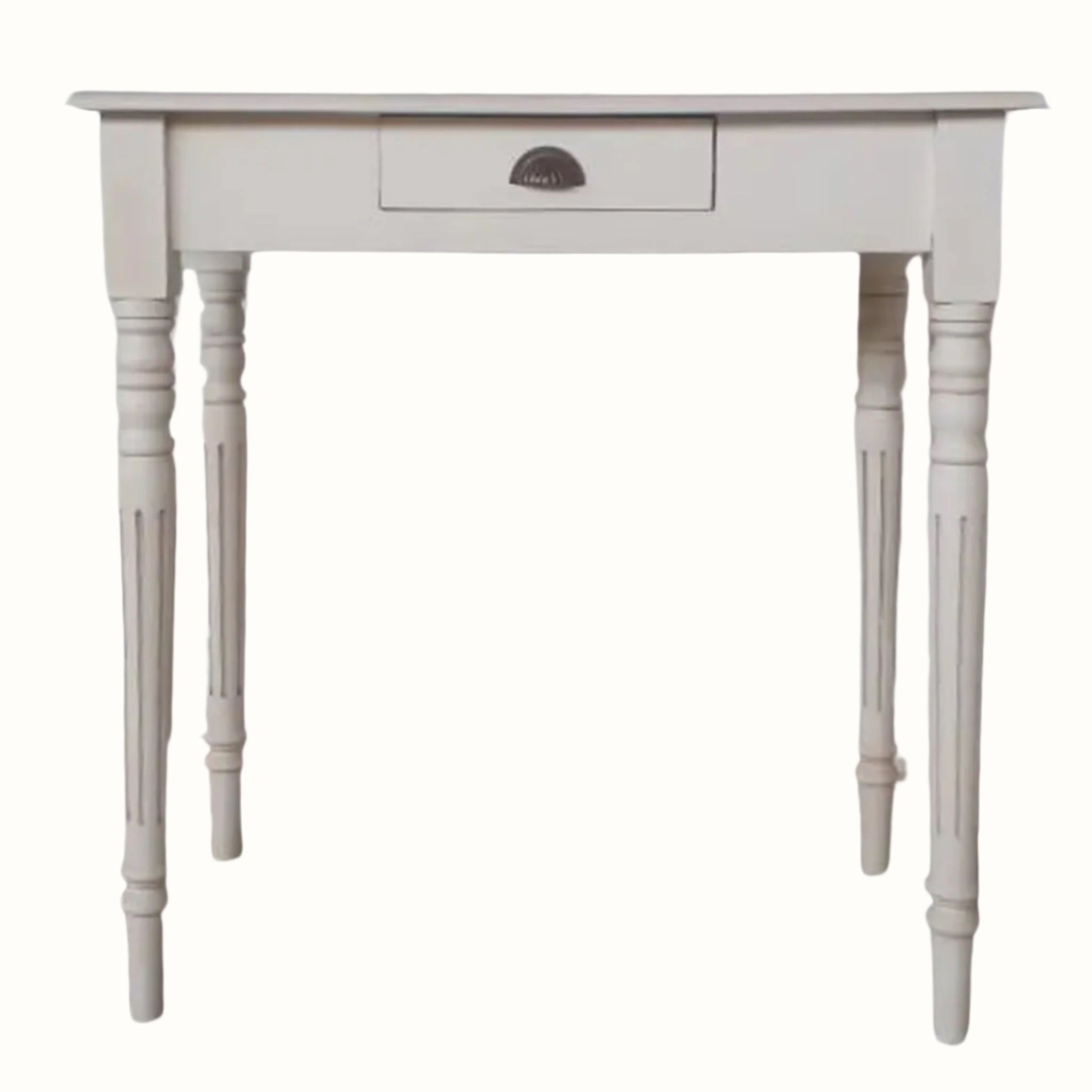 A solid mango wood desk handpainted in old white.