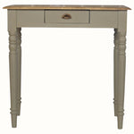 French grey desk made from solid wood, vintage antique style turned legs.