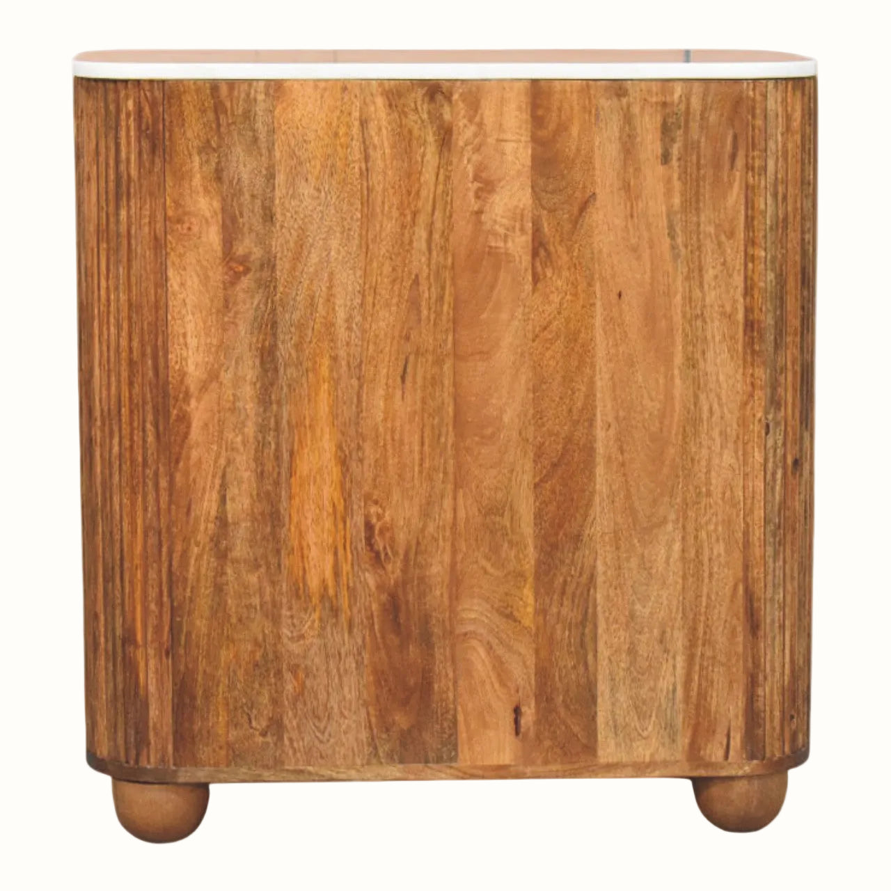 Nova Marble Bedside Chest with 3 Drawers, Large - Golden Teak