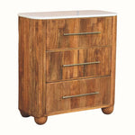Nova Marble Bedside Chest with 3 Drawers, Large - Golden Teak