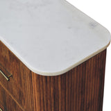 Nova Marble Bedside Chest with 3 Drawers, Large - Golden Teak