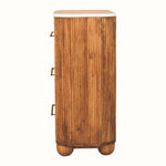 Nova Marble Bedside Chest with 3 Drawers, Large - Golden Teak