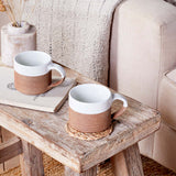 Mali Ribbed Coffee Mug - White - (Set of 2)