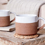 Mali Ribbed Coffee Mug - White - (Set of 2)