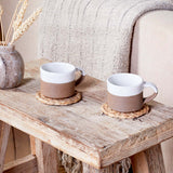 Mali Ribbed Espresso Mug - White - (Set of 2)