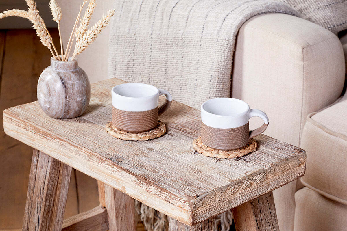 Mali Ribbed Espresso Mug - White - (Set of 2)