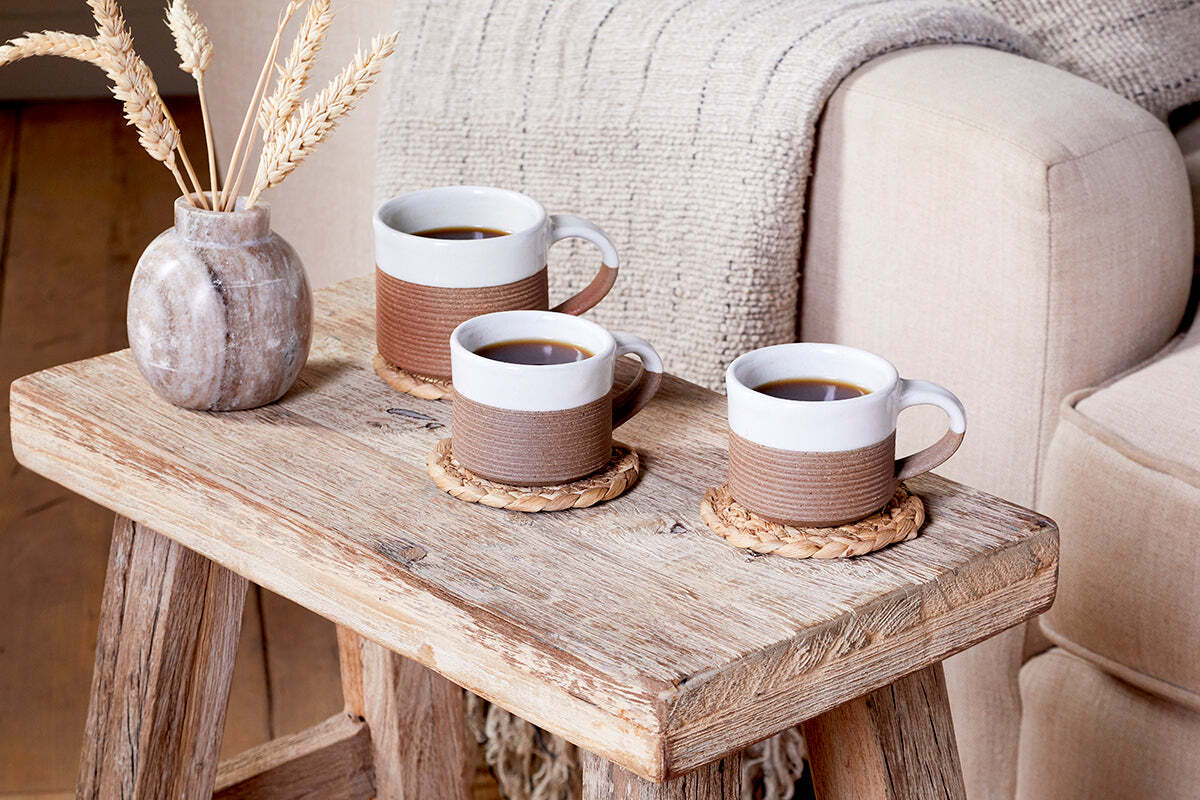 Mali Ribbed Espresso Mug - White - (Set of 2)