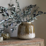 Melina Reactive Glaze Vase - Olive & Natural