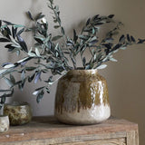 Melina Reactive Glaze Vase - Olive & Natural