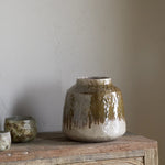 Melina Reactive Glaze Vase - Olive & Natural