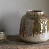 Melina Reactive Glaze Vase - Olive & Natural
