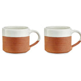 Mali Ribbed Coffee Mug - White - (Set of 2)