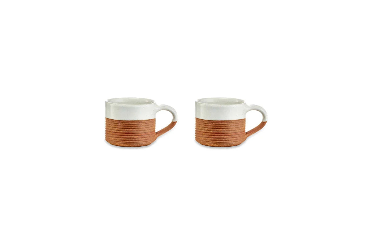 Mali Ribbed Espresso Mug - White - (Set of 2)
