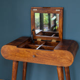 Merrill Dressing Table with Foldable Mirror, Small - Chestnut
