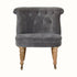 Vintage style seat in grey velvet, with natural mango wood legs.