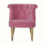 Vintage style seat in pink velvet, with light wood legs.
