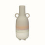 Large vase with bottleneck in grey reactive glaze and dipped stoneware effect.