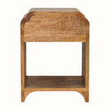 Wooden side table with a shelf on a white background