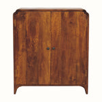Wooden cabinet with two doors on a white background