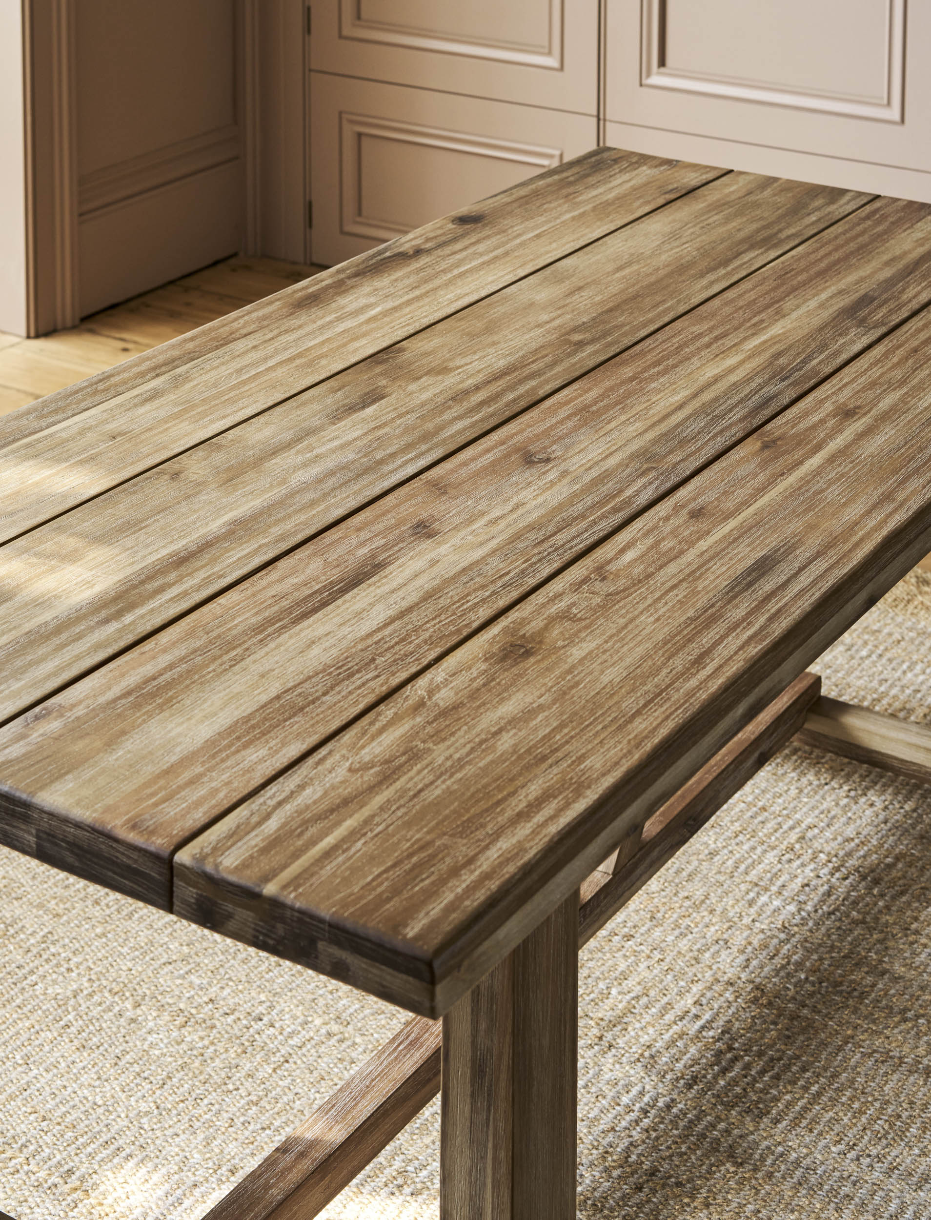 Chilford Solid Table & Bench Set - Acacia Wood, Natural, Small Dining Tables Garden Trading