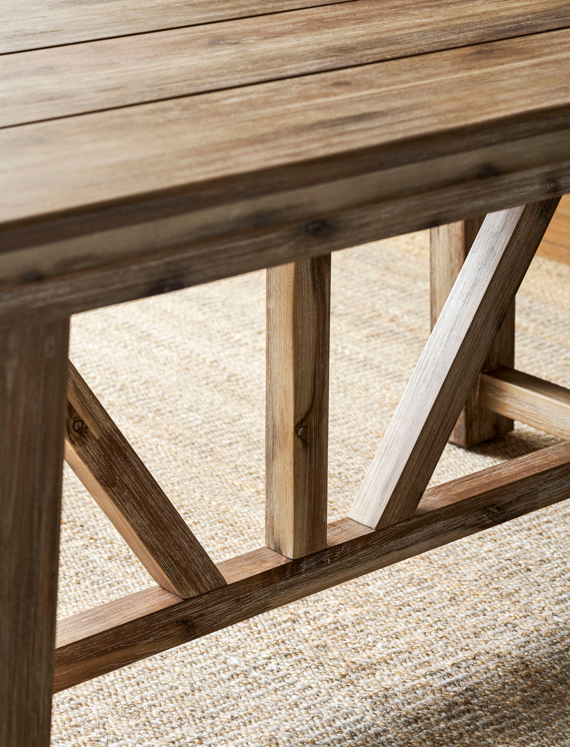 Chilford Solid Table & Bench Set - Acacia Wood, Natural, Small Dining Tables Garden Trading