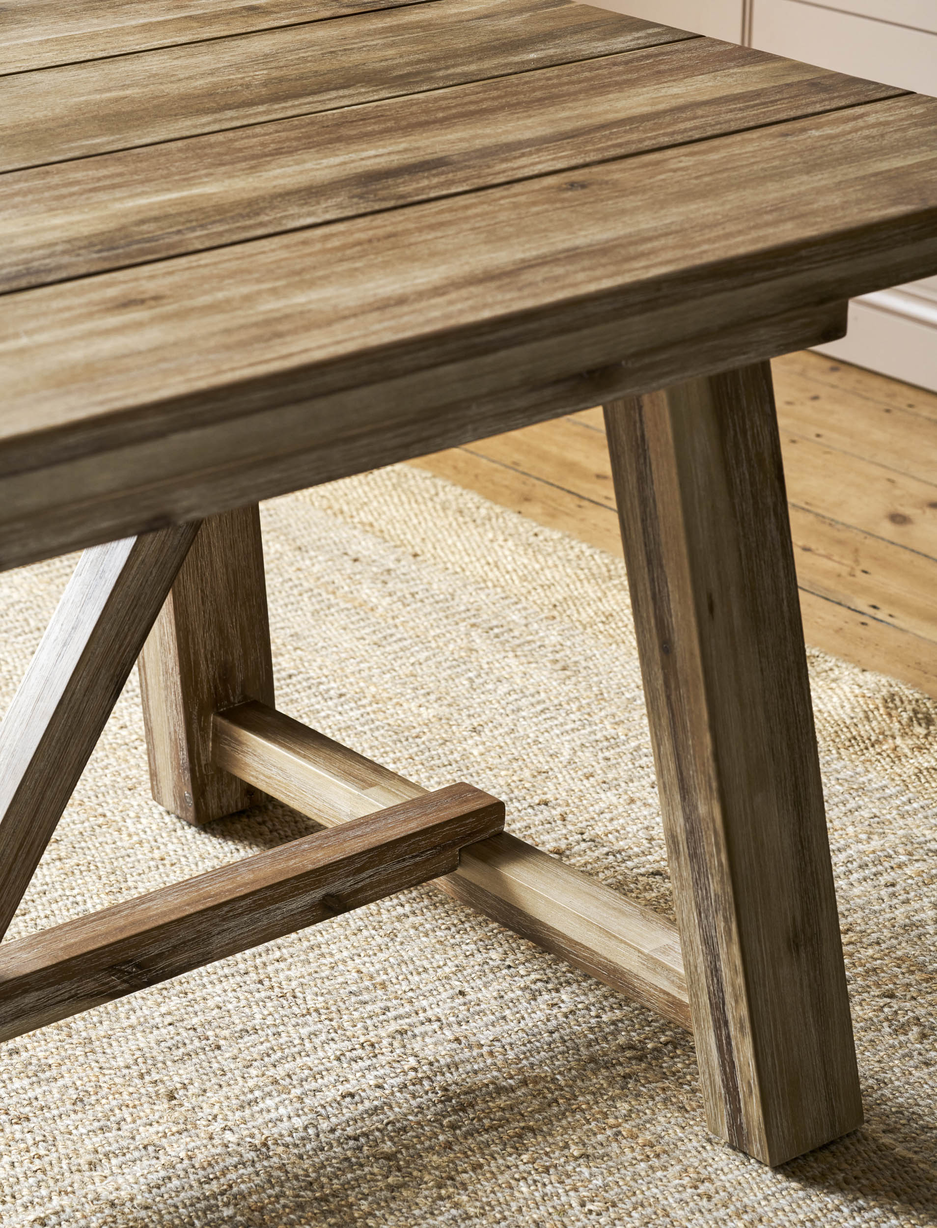 Chilford Solid Table & Bench Set - Acacia Wood, Natural, Small Dining Tables Garden Trading
