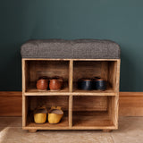 Oliver Shoe Storage Bench, Small - Black Tweed/Natural