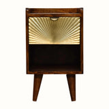 Sunrise Open Bedside Table, Small - Gold/Chestnut