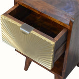 Sunrise Open Bedside Table, Small - Gold/Chestnut