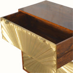 Wooden chest with gold leaf detailing on a white background