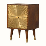Sunrise Bedside Table, Medium - Gold/Chestnut