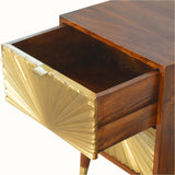 Sunrise Bedside Table, Medium - Gold/Chestnut