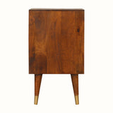 Sunrise Bedside Table, Medium - Gold/Chestnut