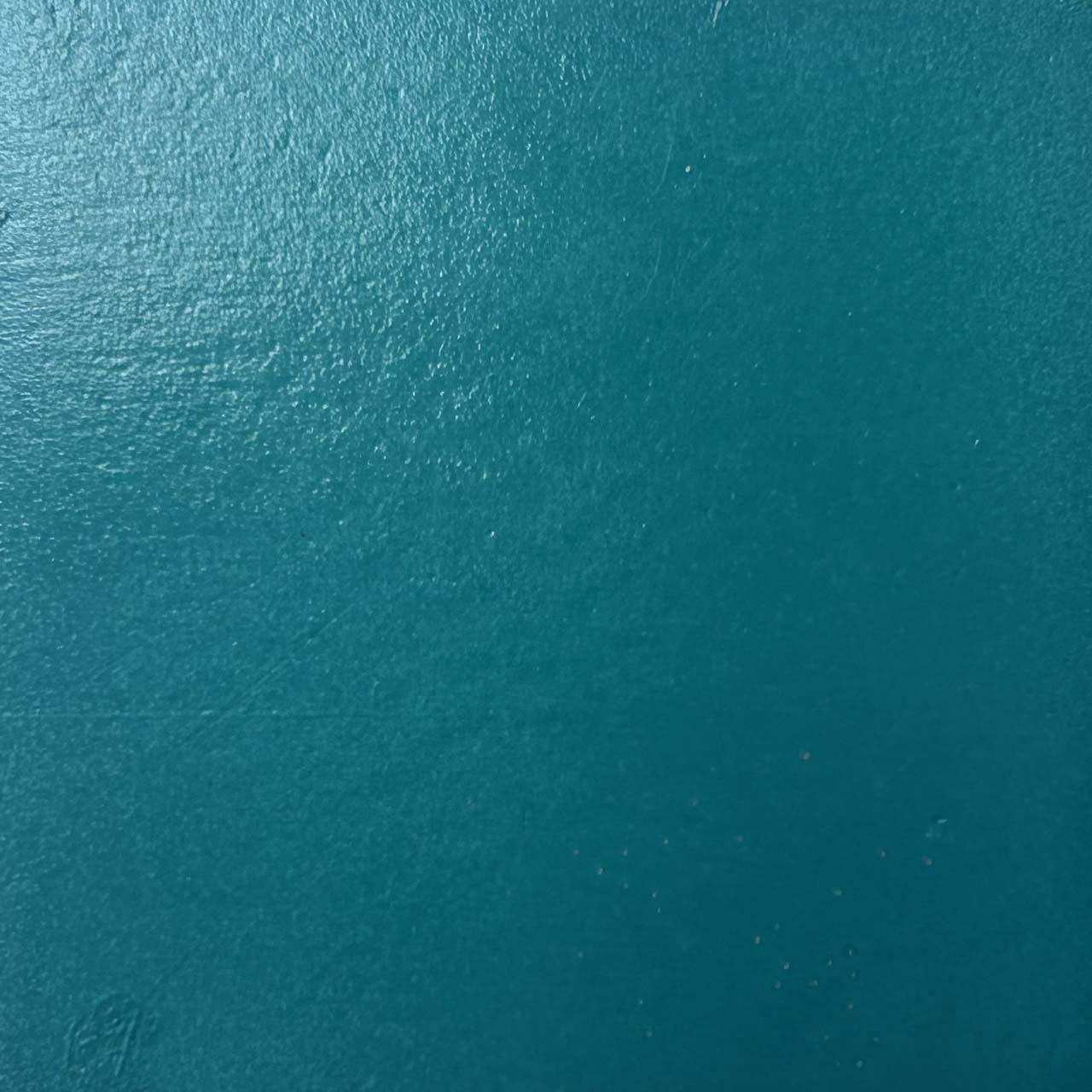 A close up photograph showing our teal paint sample.