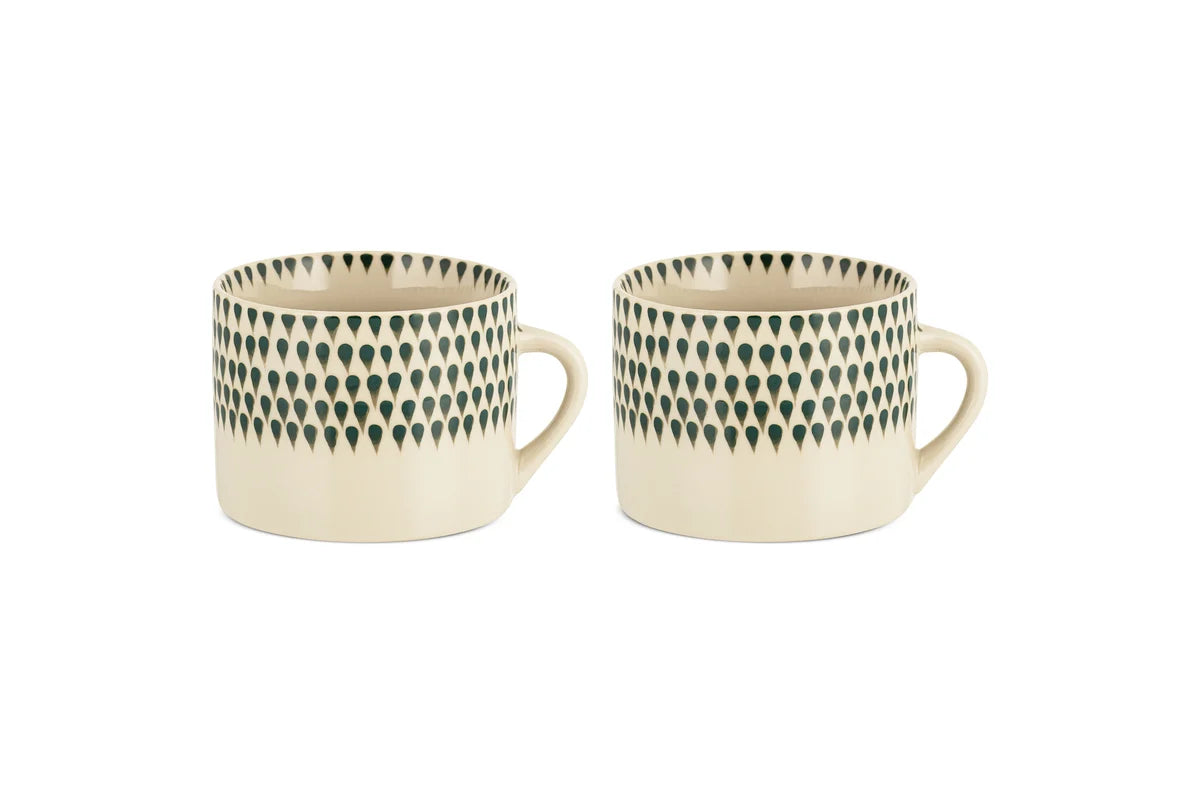 Juniper Drop Mug - Cream & Juniper - Large (Set of 2)