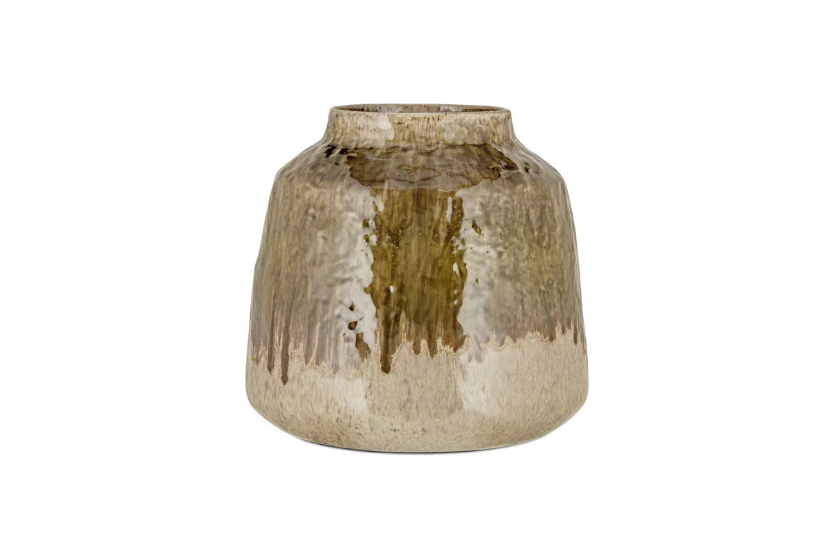 Melina Reactive Glaze Vase - Olive & Natural