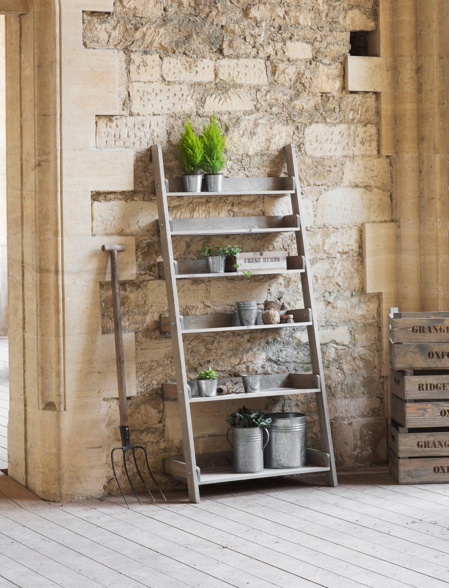 Aldsworth Shelf Ladder Wide, Large - Natural Shelves & Bookcases - Bokel Home