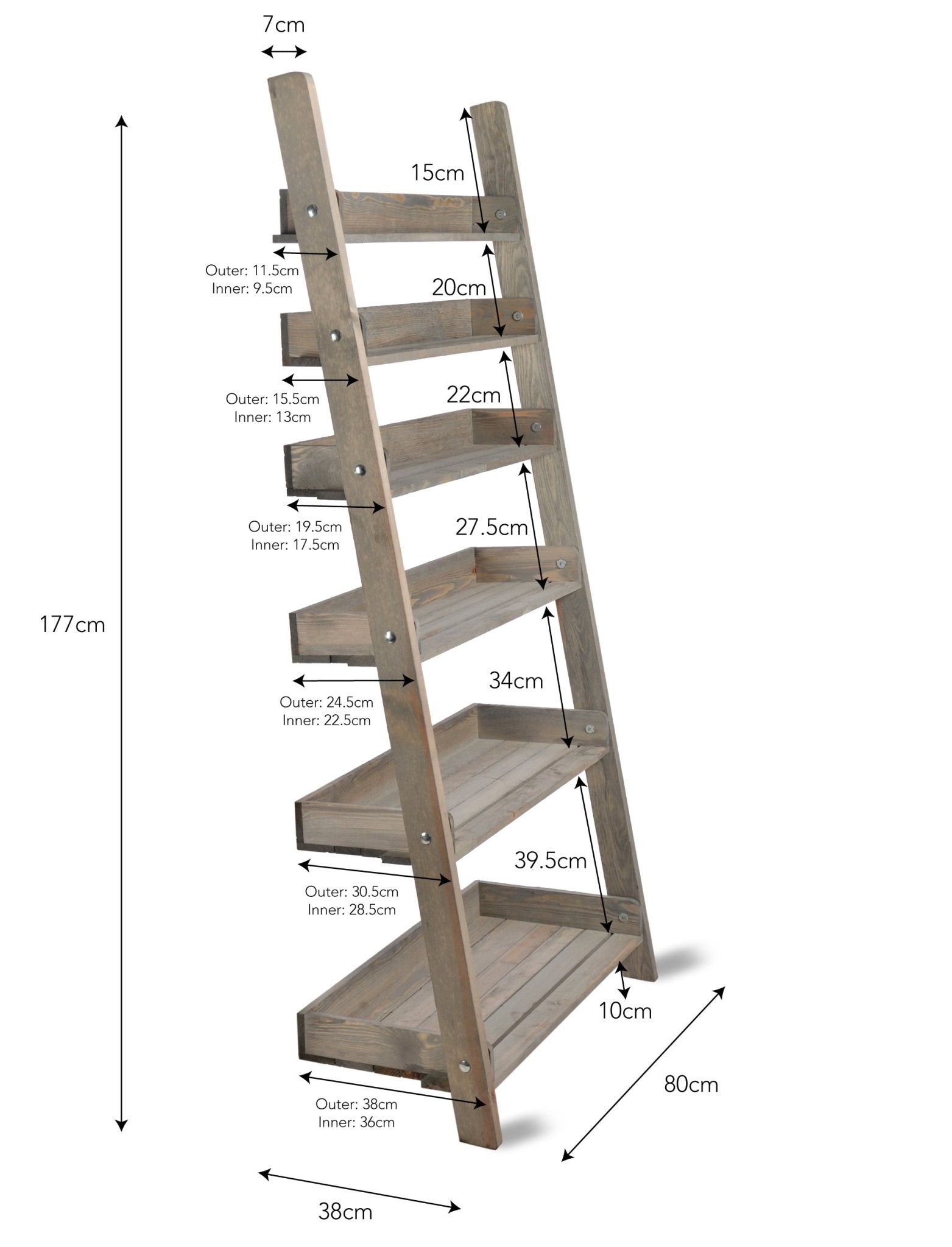Aldsworth Shelf Ladder Wide, Large - Natural Shelves & Bookcases - Bokel Home