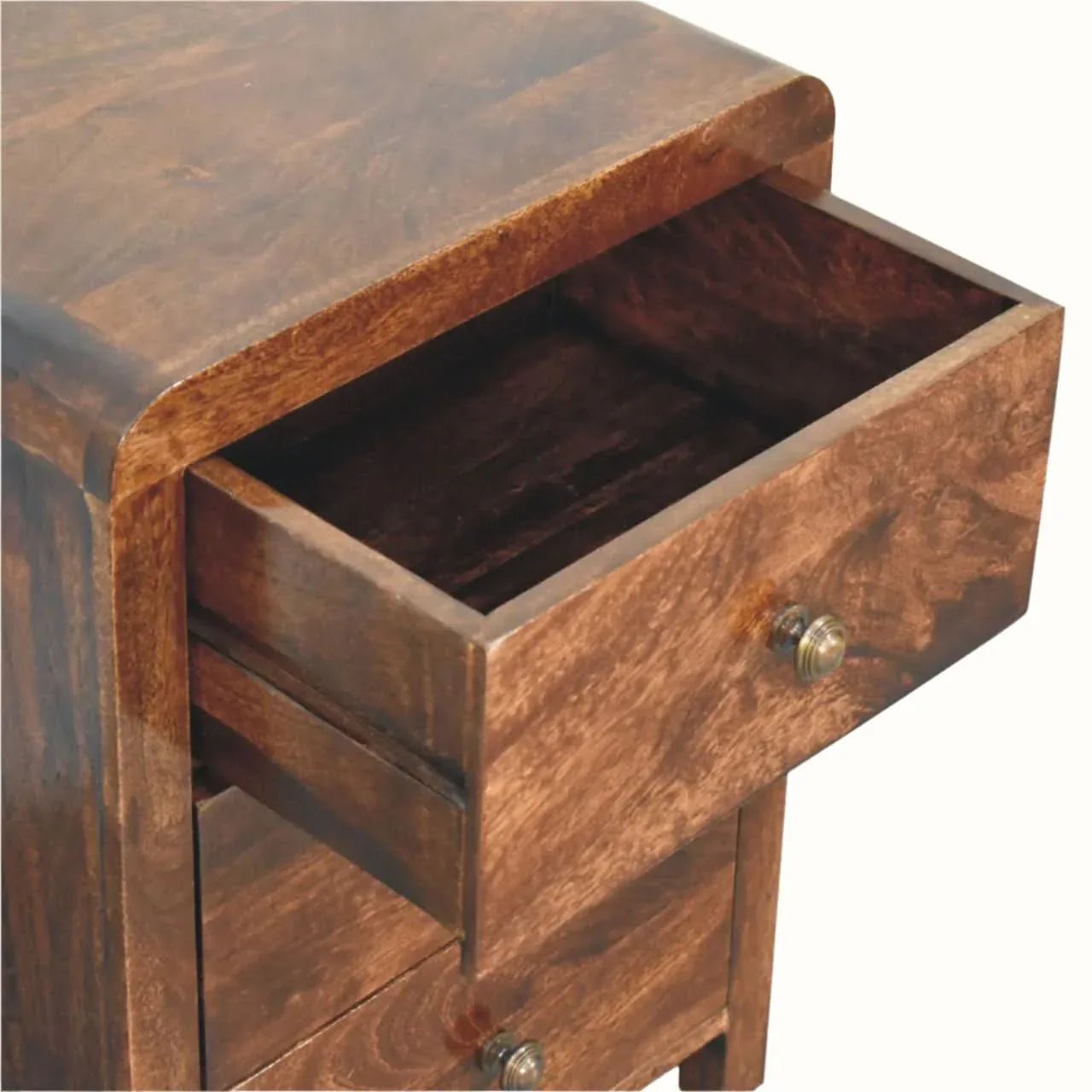 Arellano 3 Drawer Bedside Table - California Walnut Bedside Tables - Bokel Home