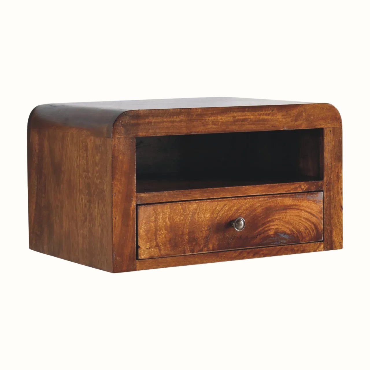 Arellano Wall Mounted Bedside Table, Medium- Chestnut Bedside Tables - Bokel Home