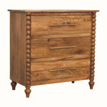 Arlen Spindle 3 Drawer Chest - Amber Oak Chest of Drawers - Bokel Home