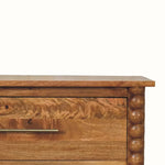Arlen Spindle 3 Drawer Chest - Amber Oak Chest of Drawers - Bokel Home
